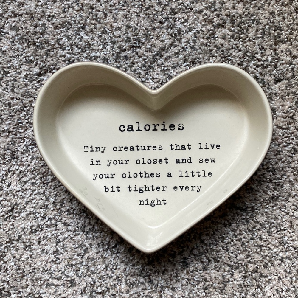 Ceramic “Calories” heart shaped dish